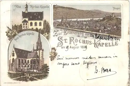Bingen - Einweihung St. Rochus Kapelle 1895 - Litho -722926