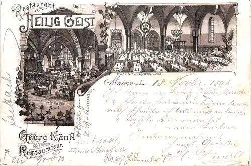 Mainz - Restaurant Heilig Geist - Litho 1896 -723002