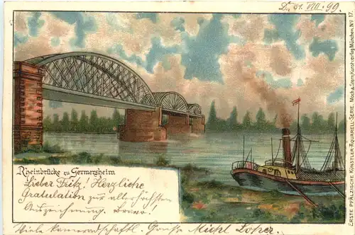 Rheinbrücke zu Germersheim - Litho -723336