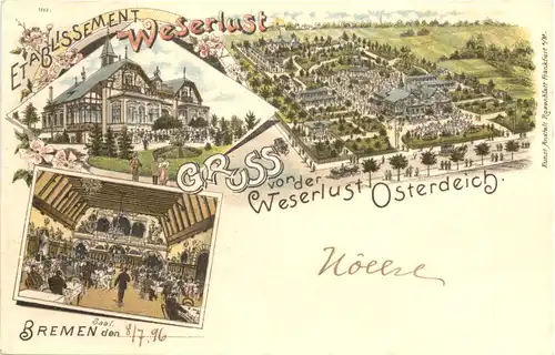 Bremen - Gruss von der Weserlust Osterdeich - Litho -723486