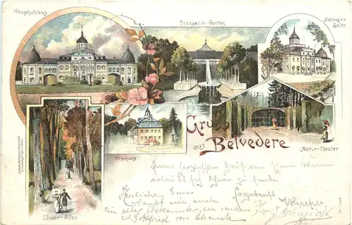 Weimar - Gruss aus Belvedere - Litho -723628