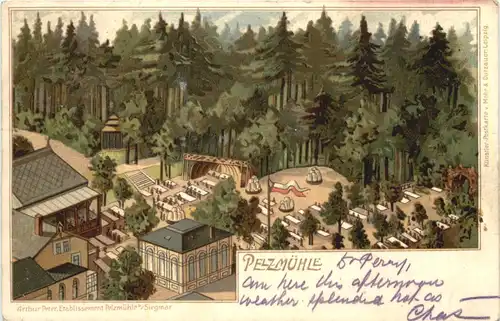 Pelzmühle bei Siegmar- Litho chemnitz -723994