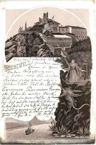 Gruss vom Drachenfels - Litho -724356