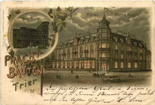 Prachtbauten in Trier - Hotel Porta Nigra - Litho -724452