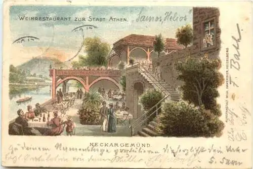 Neckargemünd - Griechische Weinstube Stadt Athen - Litho -724674