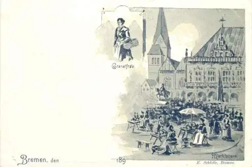Bremen - Marktscene - Litho -724860