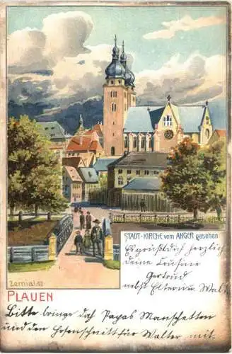 Plauen - Stadt-Kirche - Litho -725094