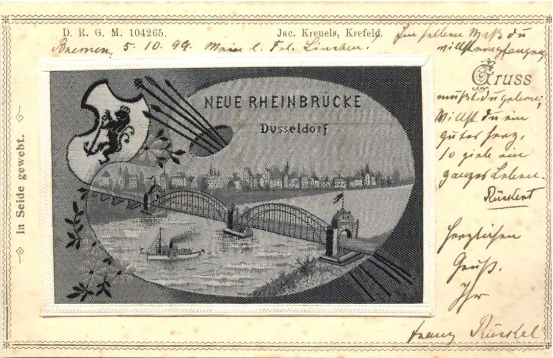 Düsseldorf - Neue Rheinbrücke in Seide gewebt -725526