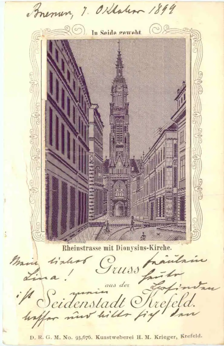 Gruss aus Krefeld - Rheinstrasse in Seide gewebt -725554