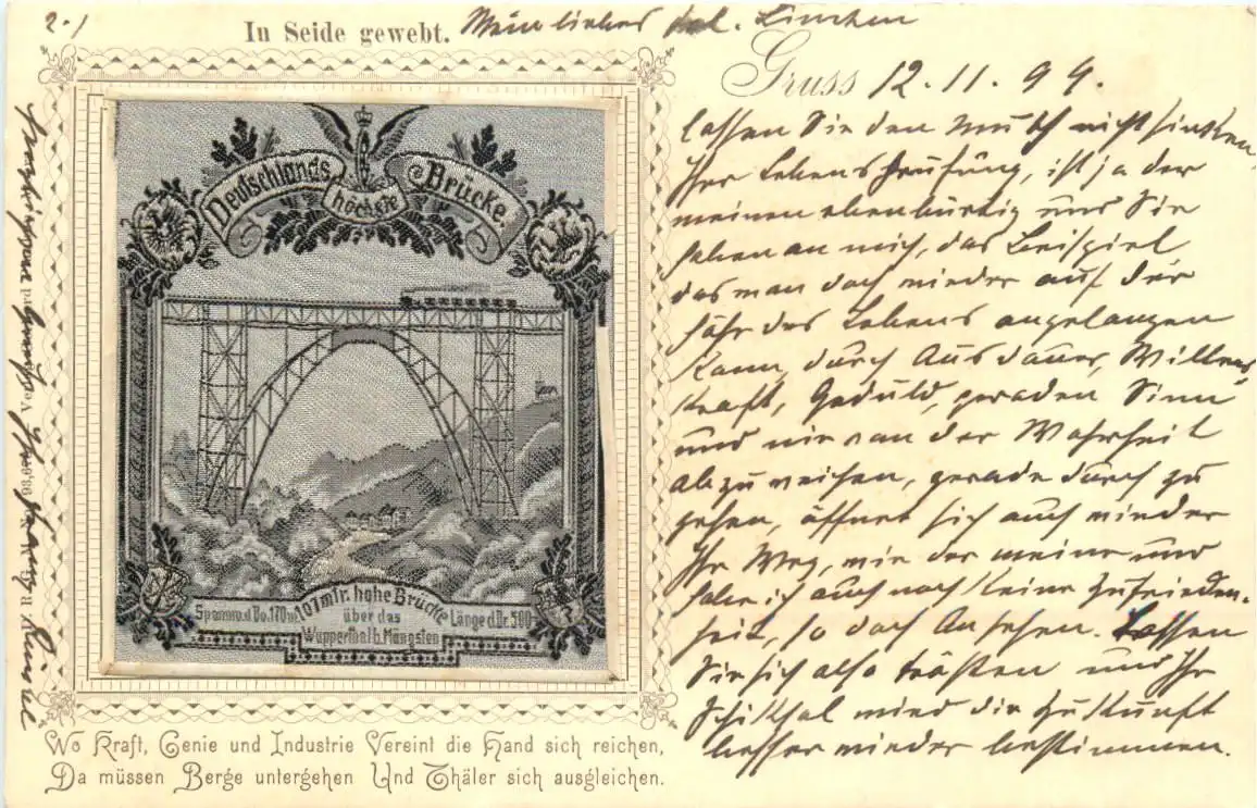 Wuppertal - Müngster Brücke in Seide gewebt -725548