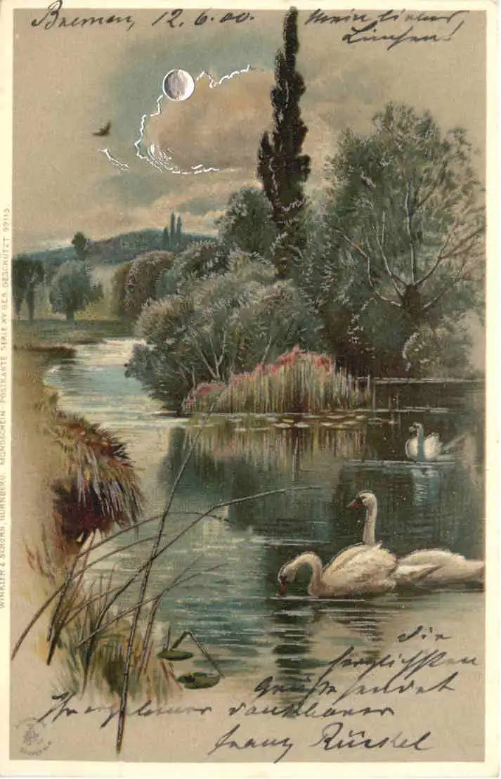 Mondschein Postkarte - Prägekarte -725552