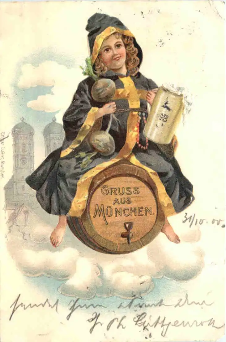 Gruss aus München Bier - Litho Prägekarte -725646