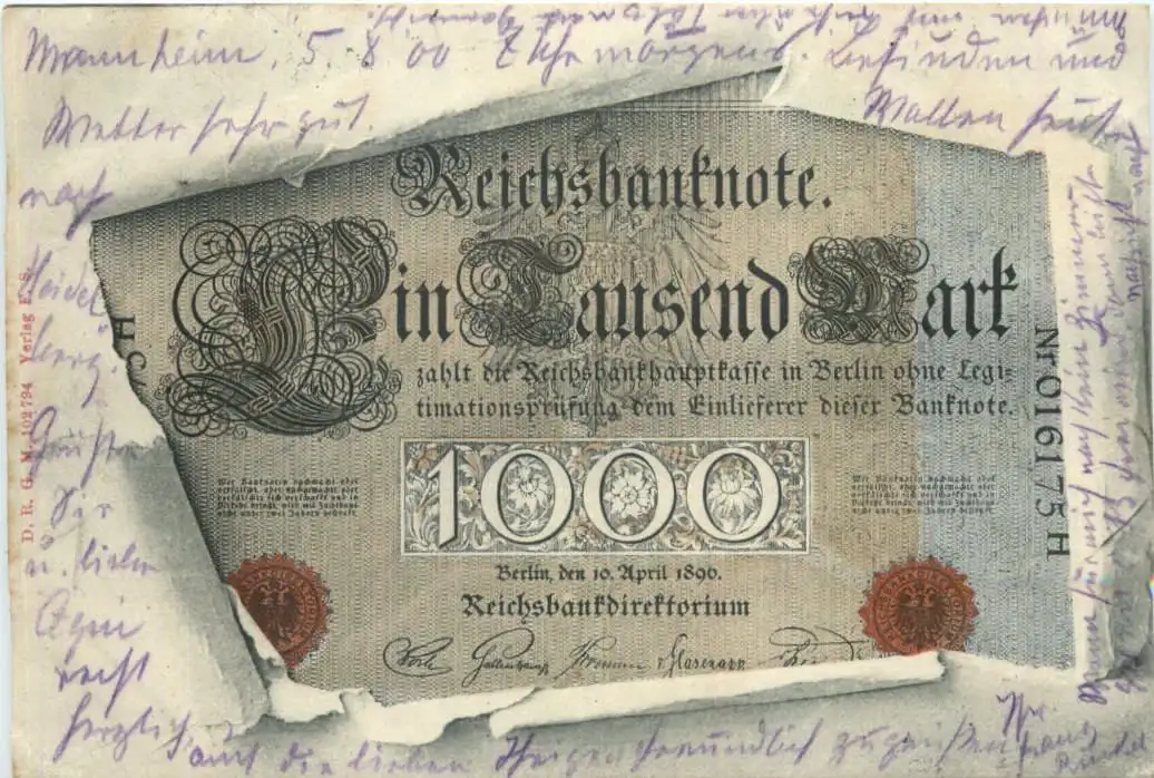 Geld auf Ansichtskarte -725894