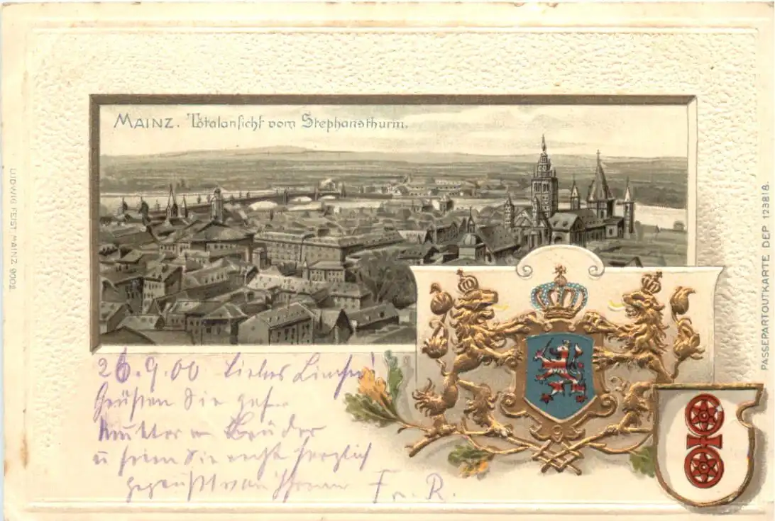 Mainz - Litho - Prägekarte -725882