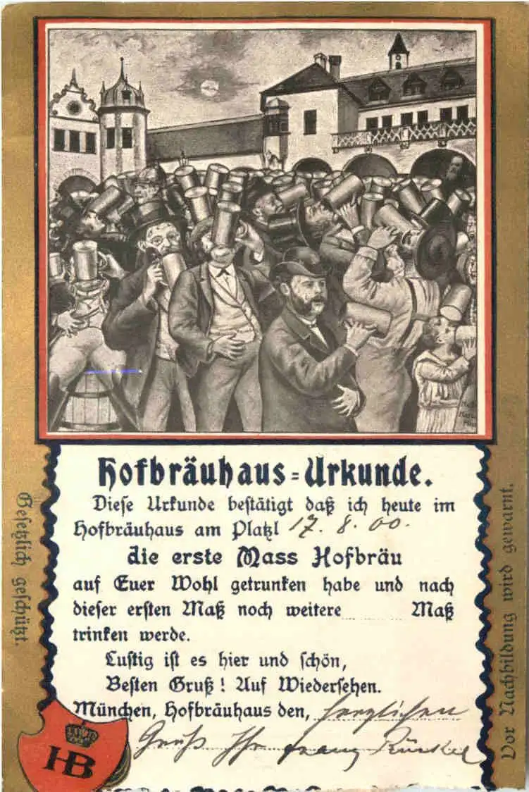 München - Hofbräuhaus Urkunde -725956