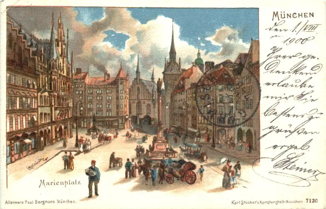 München - Marienplatz - Litho -725884