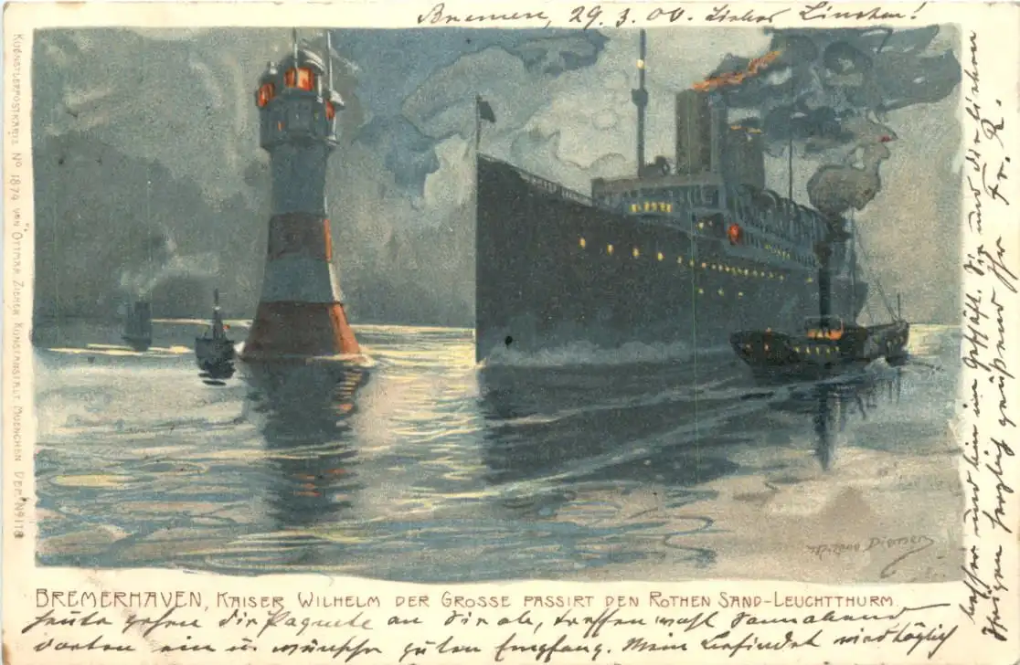 Bremerhaven - Kaiser Wilhelm der Grosse Dampfer - Litho Diemer -725974