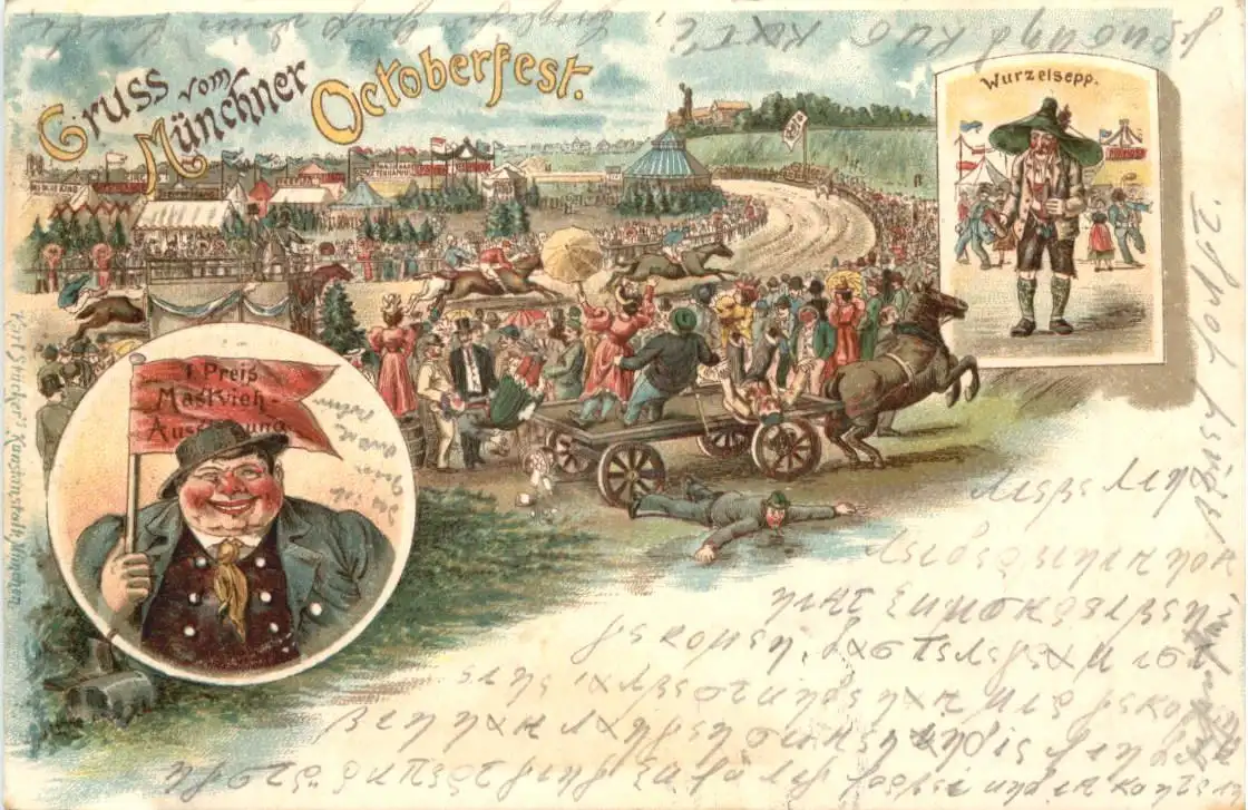 München - Gruss vom Oktoberfest - Litho -726046