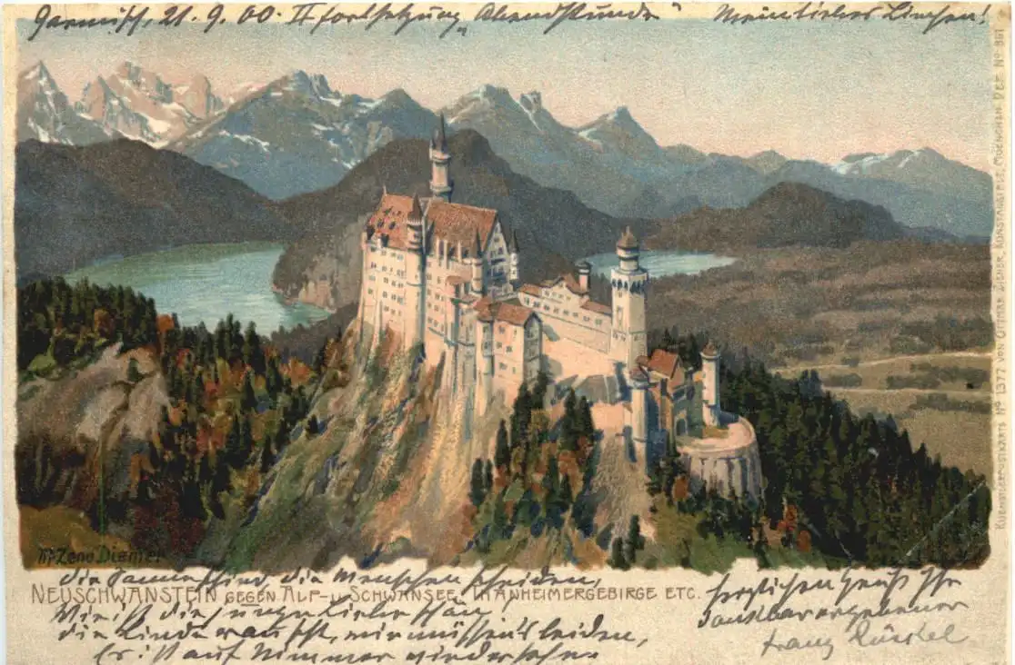 Neuschwanstein - Litho - Künstler Ak Zeno Diemer -726052