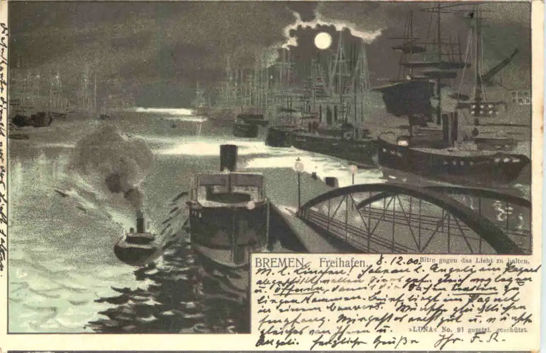 Bremen - Freihafen - Litho - Halt gegen Licht -726280