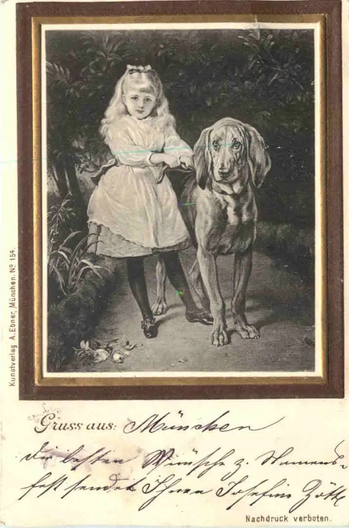 Kind mit Hund - Künstler AK -726242