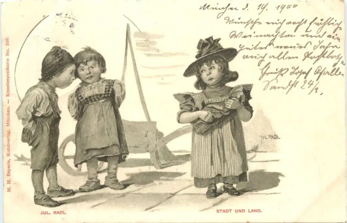 Künstler Ak Jul. Radl - Stadt und Land -726258