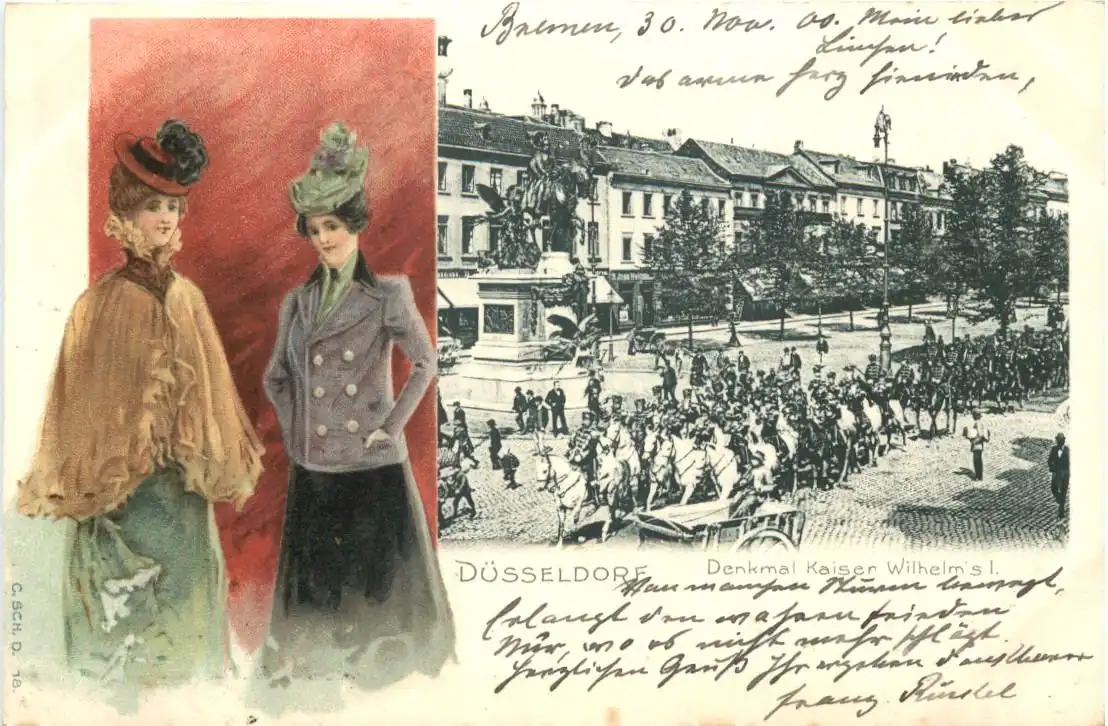 Düsseldorf - Denkmal Kaiser Wilhelms I - Litho -726378