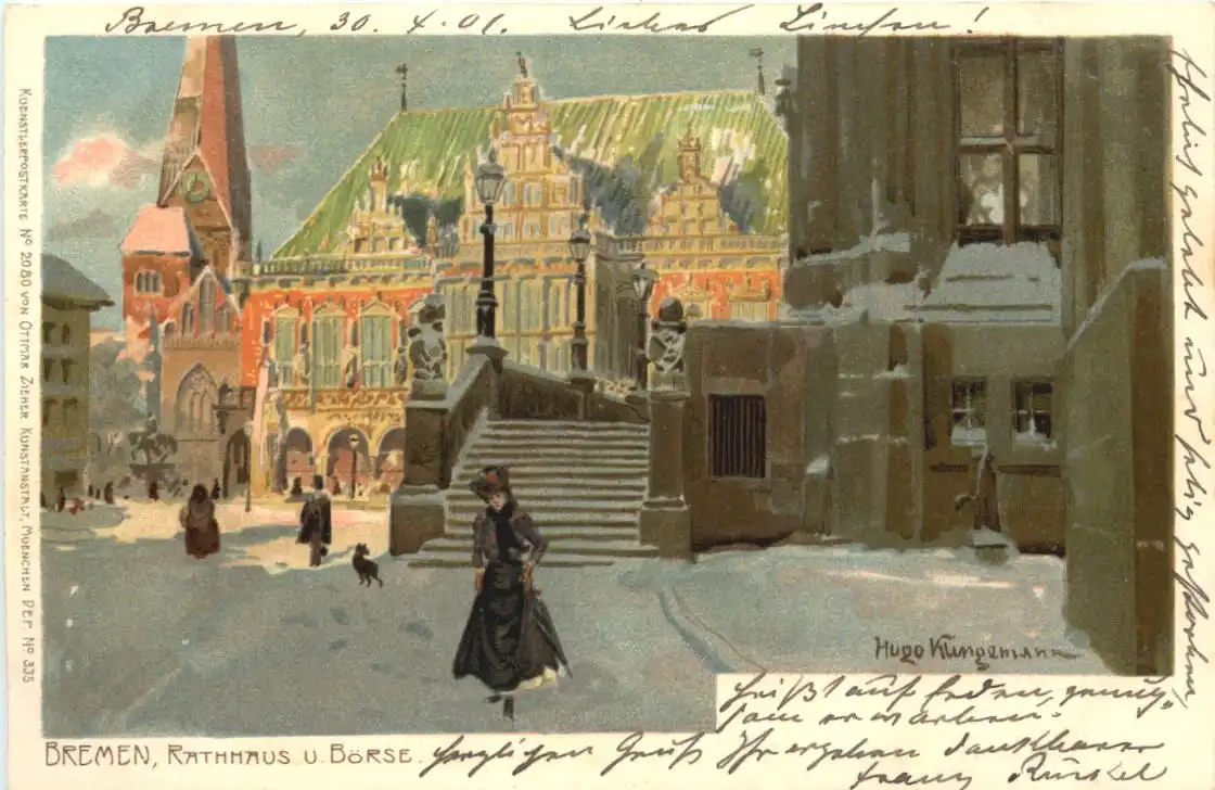 Bremen - Rathaus und Börse - Litho -726598