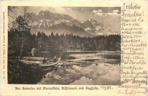 Der Badersee mit Waxenstein Riffelwand und Zugspitze -726802