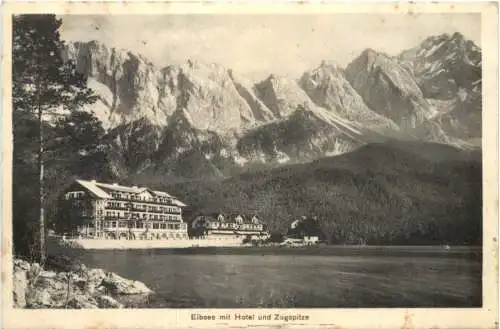 Eibsee mit Hotel und Zugspitze -727018