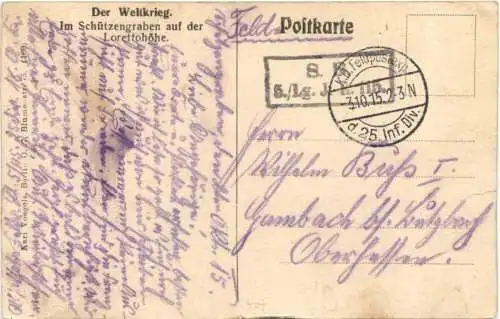 WW1 - Im Schützengraben auf der Lorettohöhe - Feldpost -727620