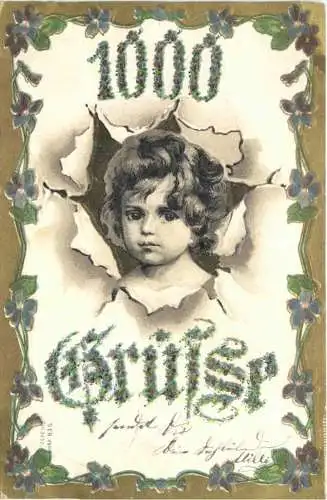 1000 Grüsse - Kinder - Prägekarte -728114