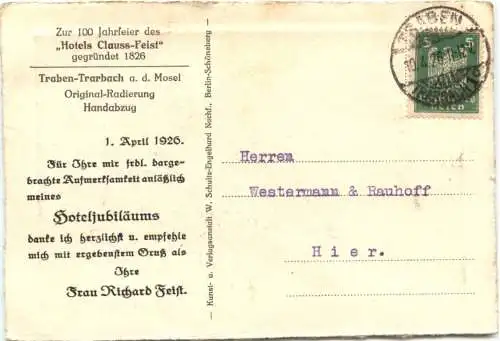 Traben-Trarbach - 100 Jahrfeier Hotel Clauss-Feist -728272