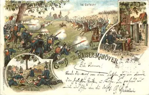 Gruss aus dem Kaiser Manöver - Litho -728242