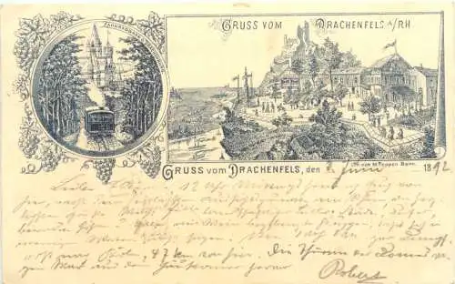 Gruss vom Drachenfels - Litho - Vorläufer 1892 -728262
