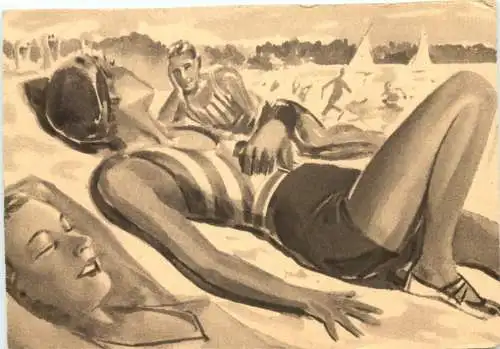 Künstler Ak - Frauen am Strand -728550