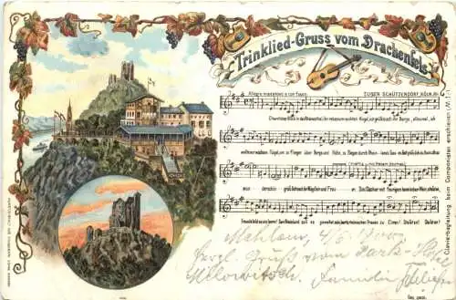 Trinkleid-Gruss vom Drachenfels - Litho -728934