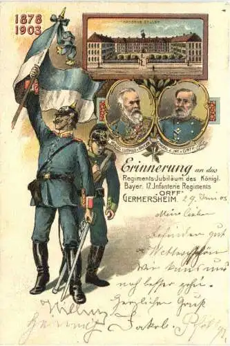 Germersheim - Erinnerung an das RegimentsJubiläum 1903 - Litho -729550