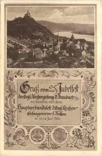 Braubach am Rhein - Gruss vom 25. Jubelfest 1926 -729556