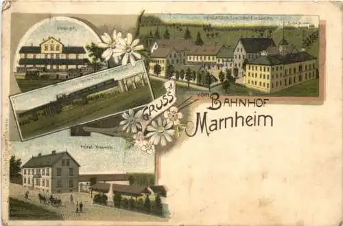 Gruss vom Bahnhof Marnheim - Litho -729566