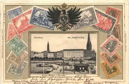 Hamburg - Briefmarken - Litho Prägekarte -729736