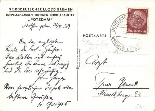 Norddeutscher Lloyd Bremen - Schnelldampfer Potsdam -730036