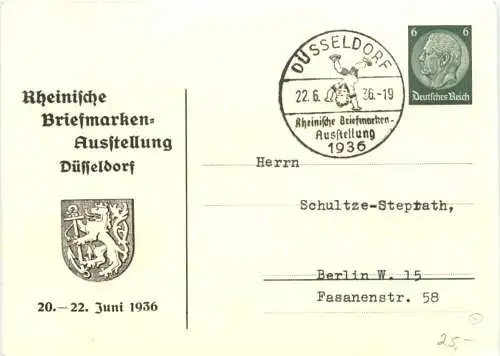 Düsseldorf - Briefmarken Ausstellung 1936 - Ganzsache -730340