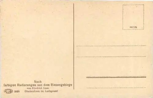 Riesengebirge - Radierung Friedrich Iwan - Glockenhaus im Lurtzgrund -730410