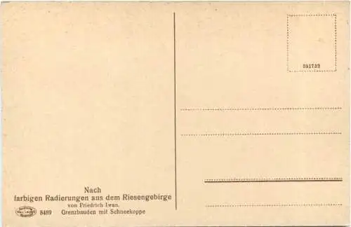 Riesengebirge - Radierung Friedrich Iwan - Grenzbauden -730404