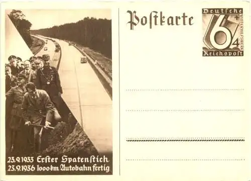 Adolf Hitler - Autobahn Erster Spatenstich - Ganzsache -730306