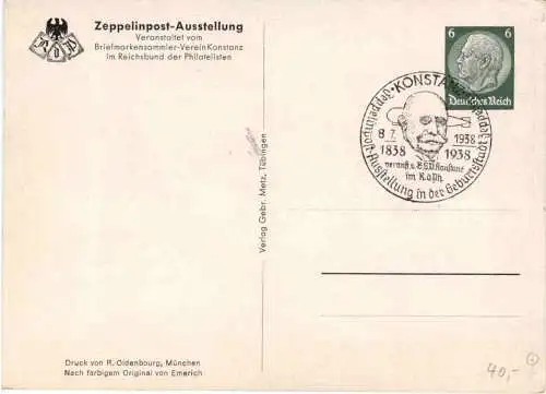 Konstanz - Zeppelinpost Ausstellung 1938 - Ganzsache -730378