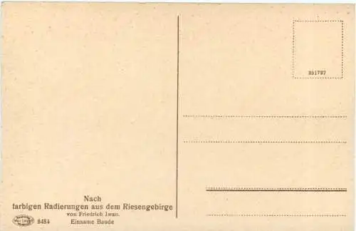 Riesengebirge - Radierung Friedrich Iwan - Einsame Baude -730406