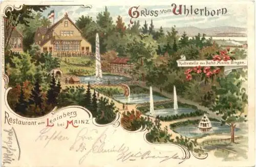 Gruss vom Uhlerborn - Restaurant am Leniaberg bei Mainz - Litho -730666