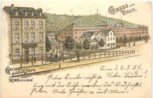 Gruss aus Trier - Gasthof zum goldenen Horn - Litho -731302